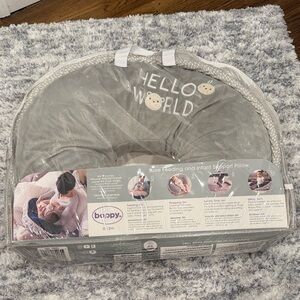 Boppy Gray Infant Support Pillow with Hello World Design